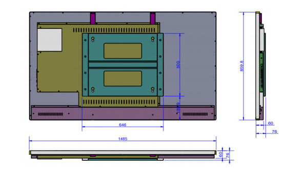 Touch screen LCD del vetro temperato, monitor LCD a 65 pollici 80KHz per scuola